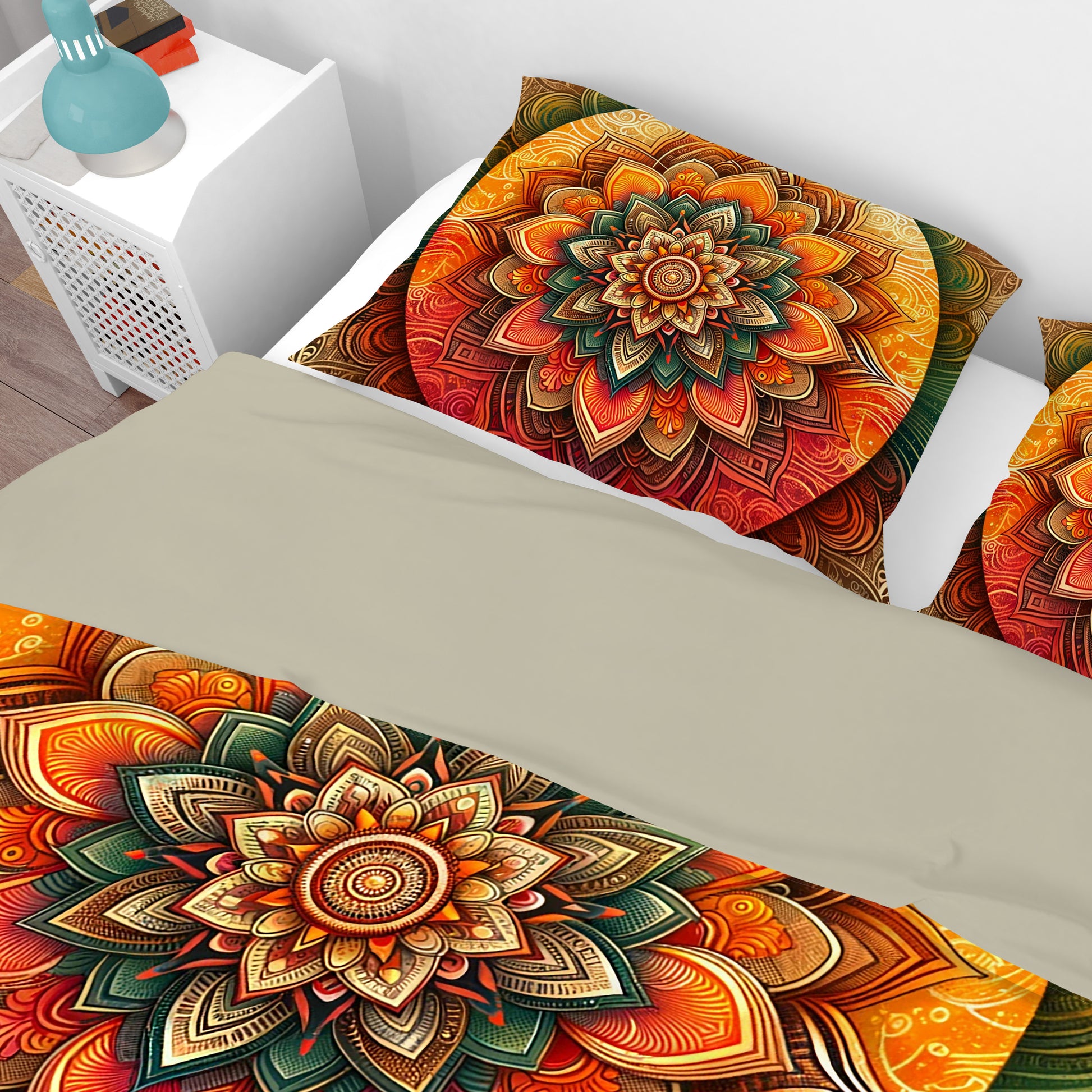 Sunset Ombre Lotus Reversible Quilt Cover Duvet Cover Set - Adore India