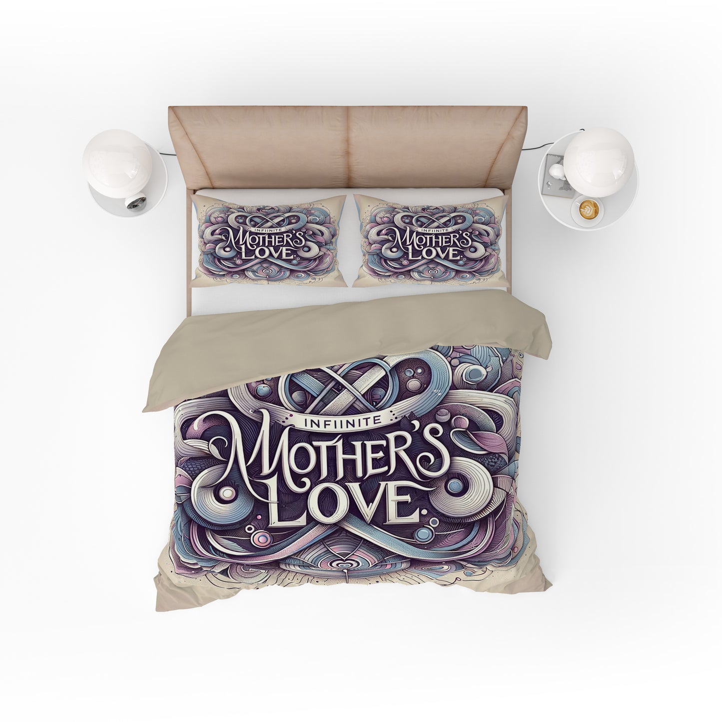 Beautiful Floral Infinite Love Quote Cotton Reversible Quilt Cover Set For Mothers - Adore India