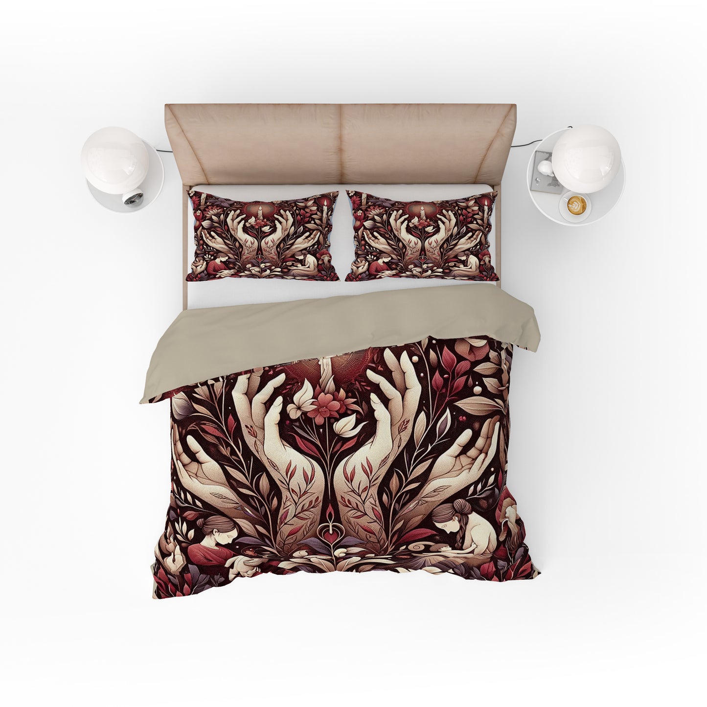 Beautiful Floral Mothers Hand Candle Cotton Reversible Quilt Cover Set For Mothers - Adore India