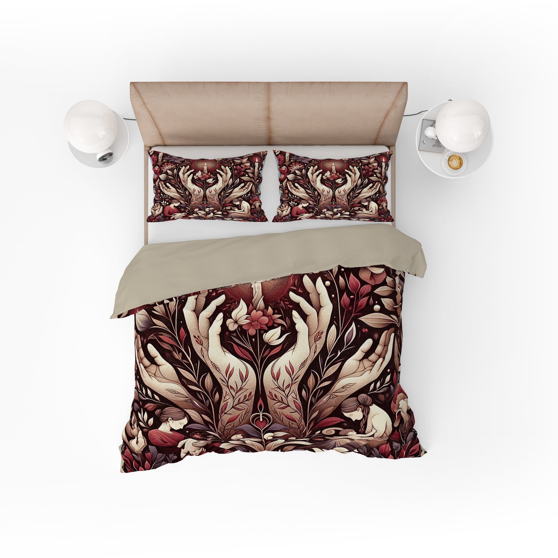 Beautiful Floral Mothers Hand Candle Cotton Reversible Quilt Cover Set For Mothers - Adore India
