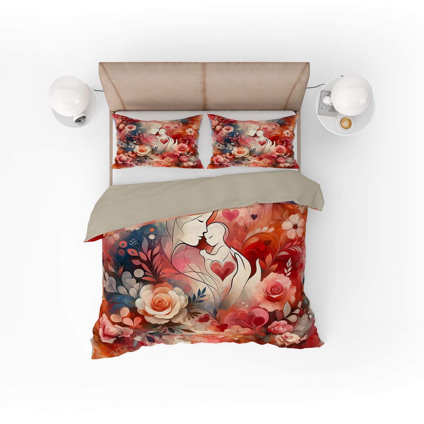 Beautiful Rose Floral Mother Love Cotton Reversible Quilt Cover Set For Mothers - Adore India