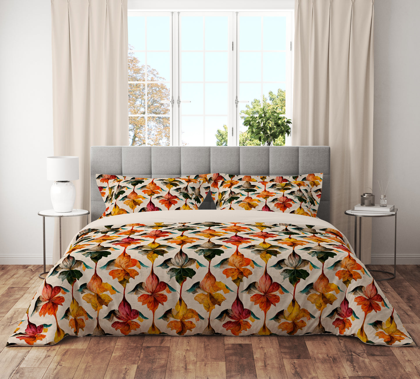 Marine Floral Watercolor Quilt Cover Set - Dive into Dreams with Multi-Colored Elegance - Adore India