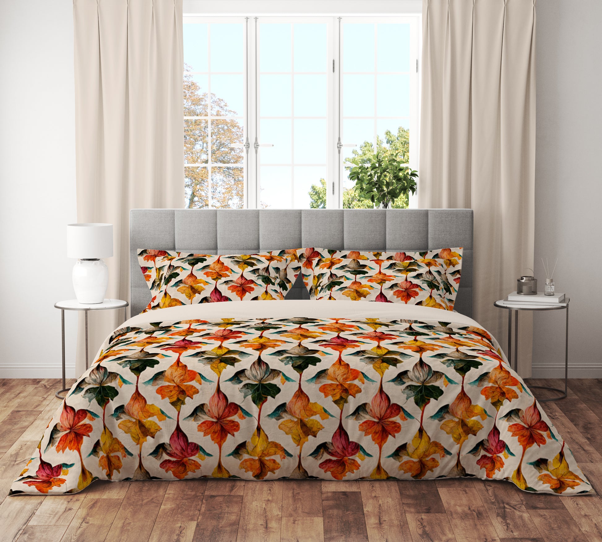 Marine Floral Watercolor Quilt Cover Set - Dive into Dreams with Multi-Colored Elegance - Adore India