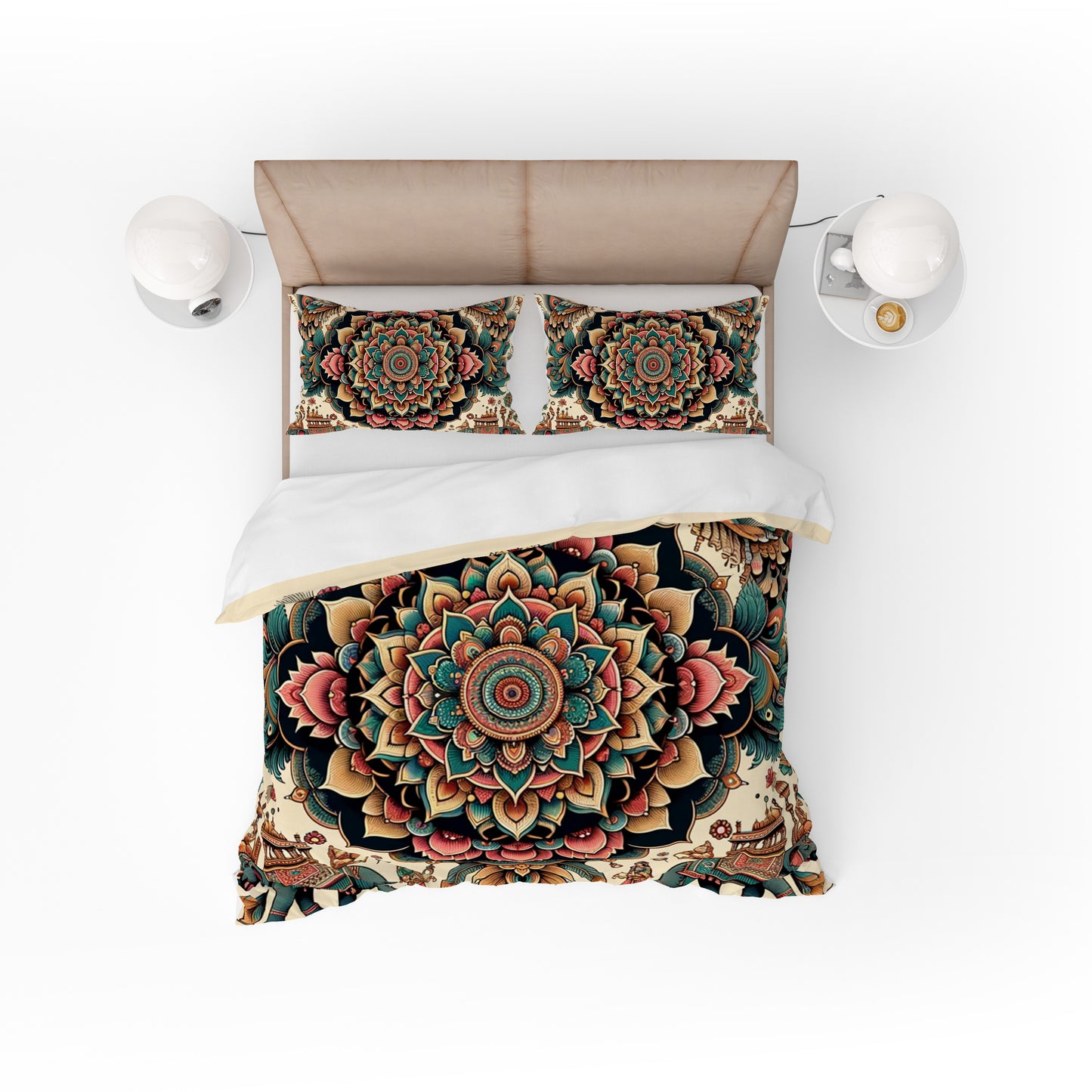 RedGreen Indian Mandala Reversible Quilt Cover Duvet Cover Set - Adore India
