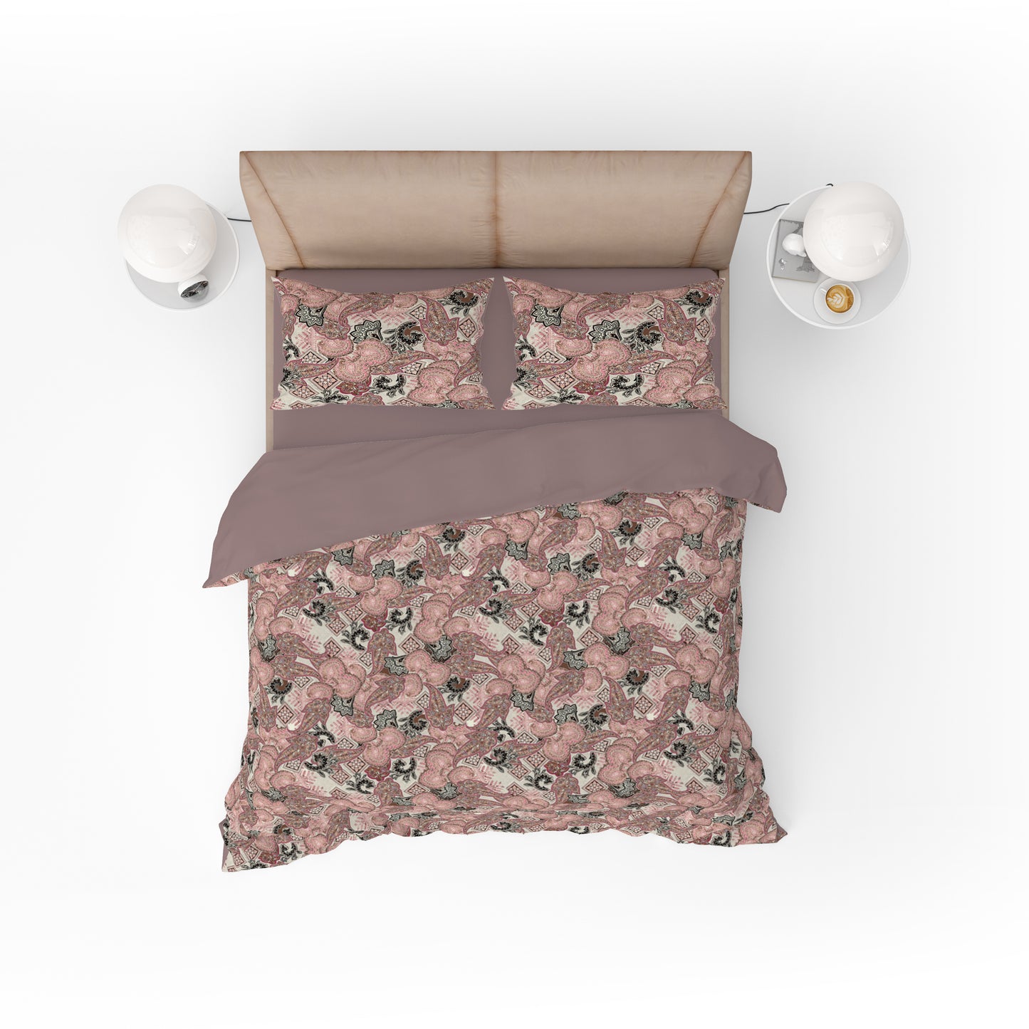 Pink Paisley Harmony Quilt Cover Set - Geometric and Floral Elegance for Your Dream Bedroom King Si - Adore India