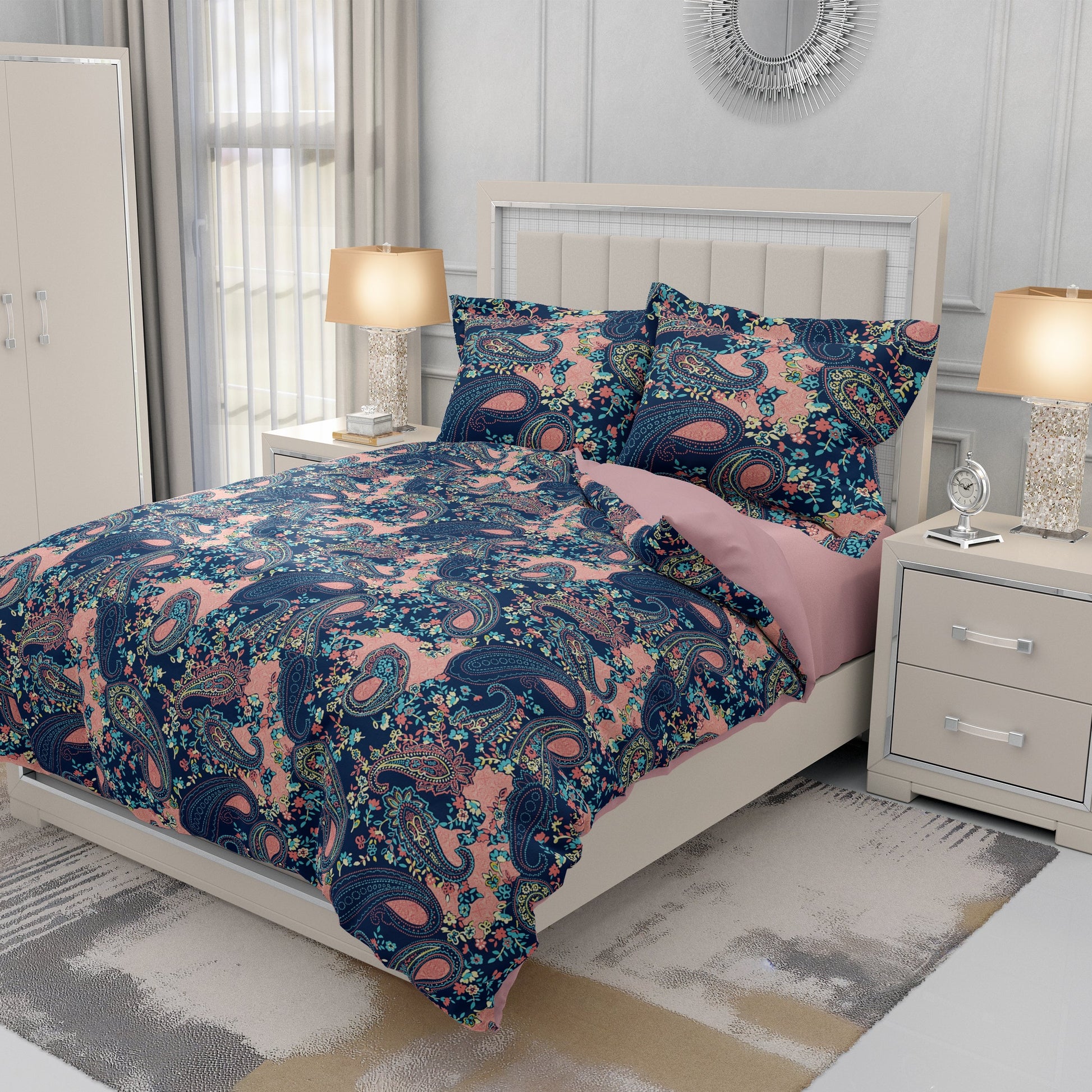 Pink Paisley Bliss Quilt Cover Set - Stylish Comfort for Dreamy Nights King Size - Adore India