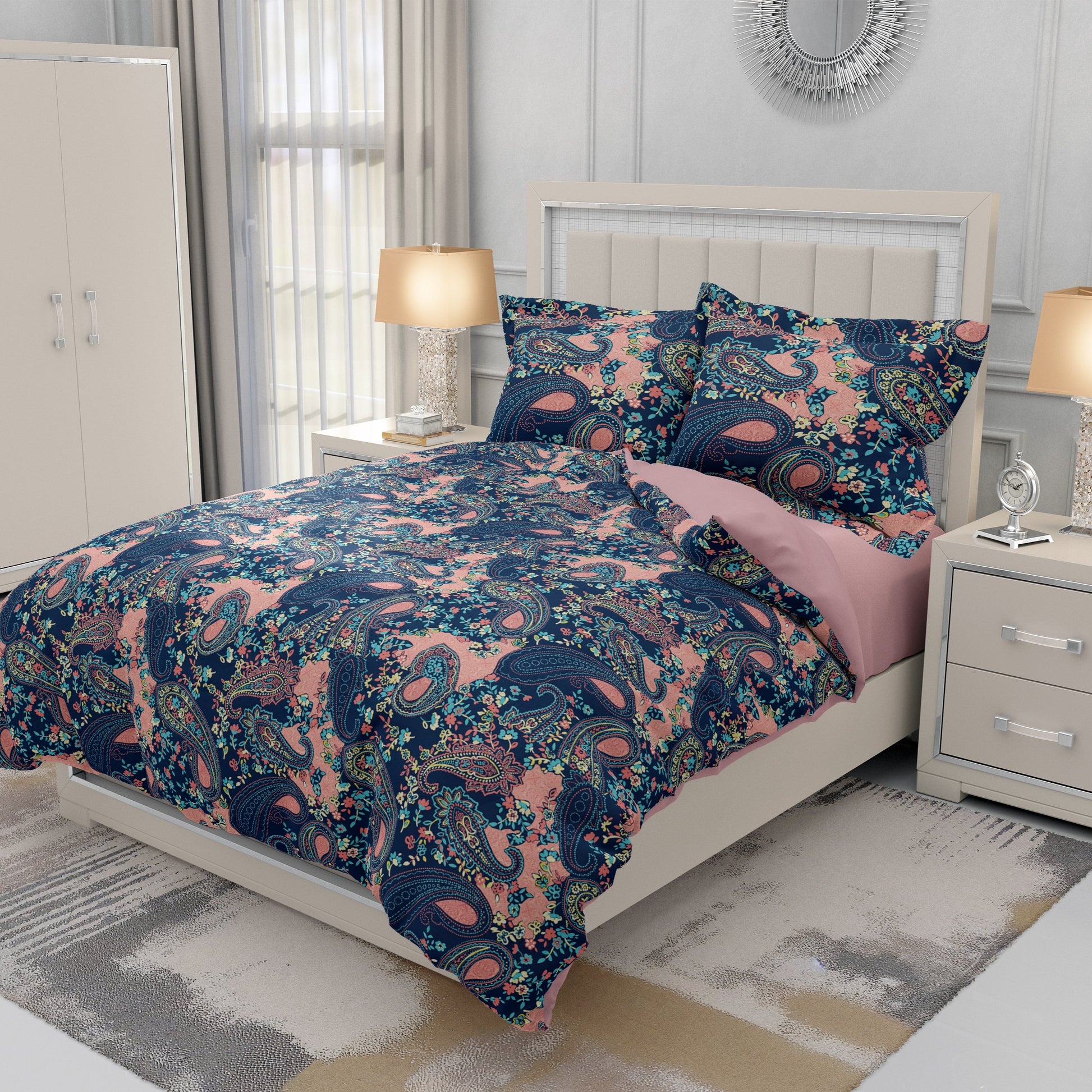 Pink Paisley Bliss Quilt Cover Set - Stylish Comfort for Dreamy Nights - Adore India