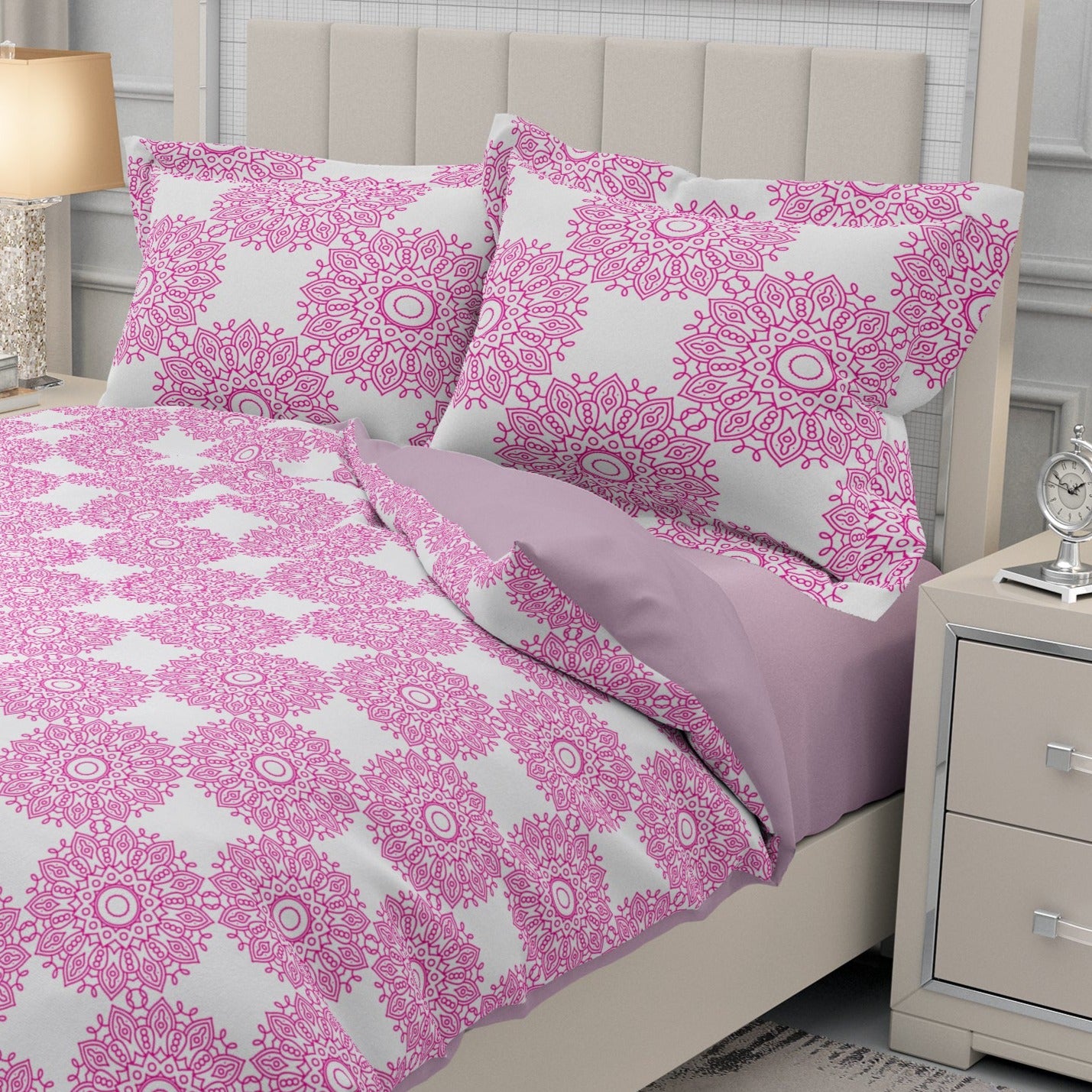 Bohemian Mandala Pink Chakra Quilt Cover Set King Size - Adore India