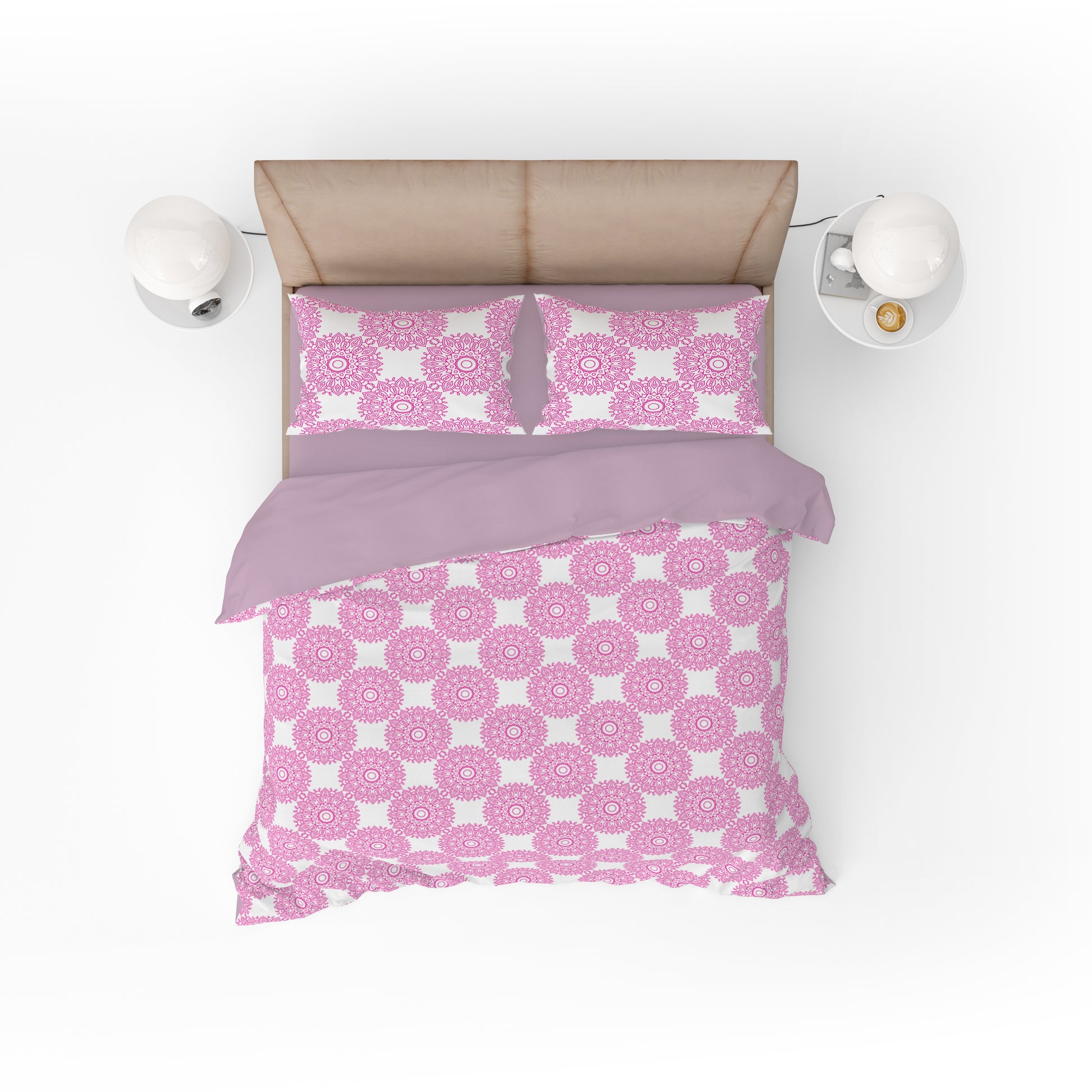 Bohemian Mandala Pink Chakra Quilt Cover Set King Size - Adore India