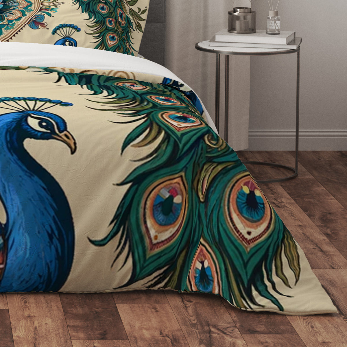 Bohemian Peacock Indian Mandala Reversible Quilt Cover Duvet Cover Set - Adore India