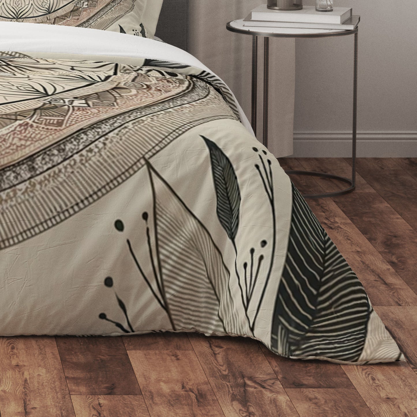 Bohemian Fair Cream Indian Mandala Reversible Quilt Cover Duvet Cover Set - Adore India