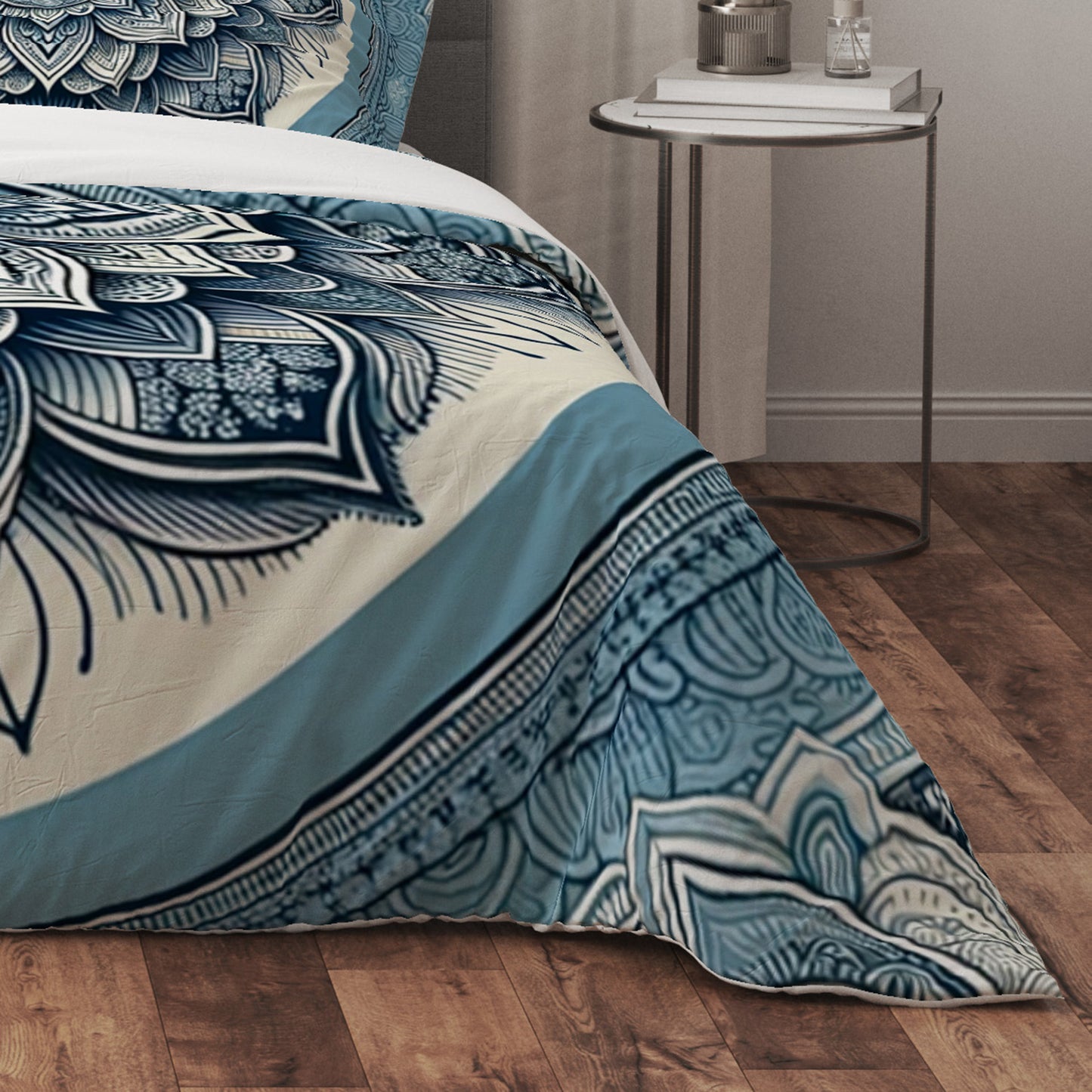 Bohemian Torq Aqua Indian Mandala Reversible Quilt Cover Duvet Cover Set - Adore India