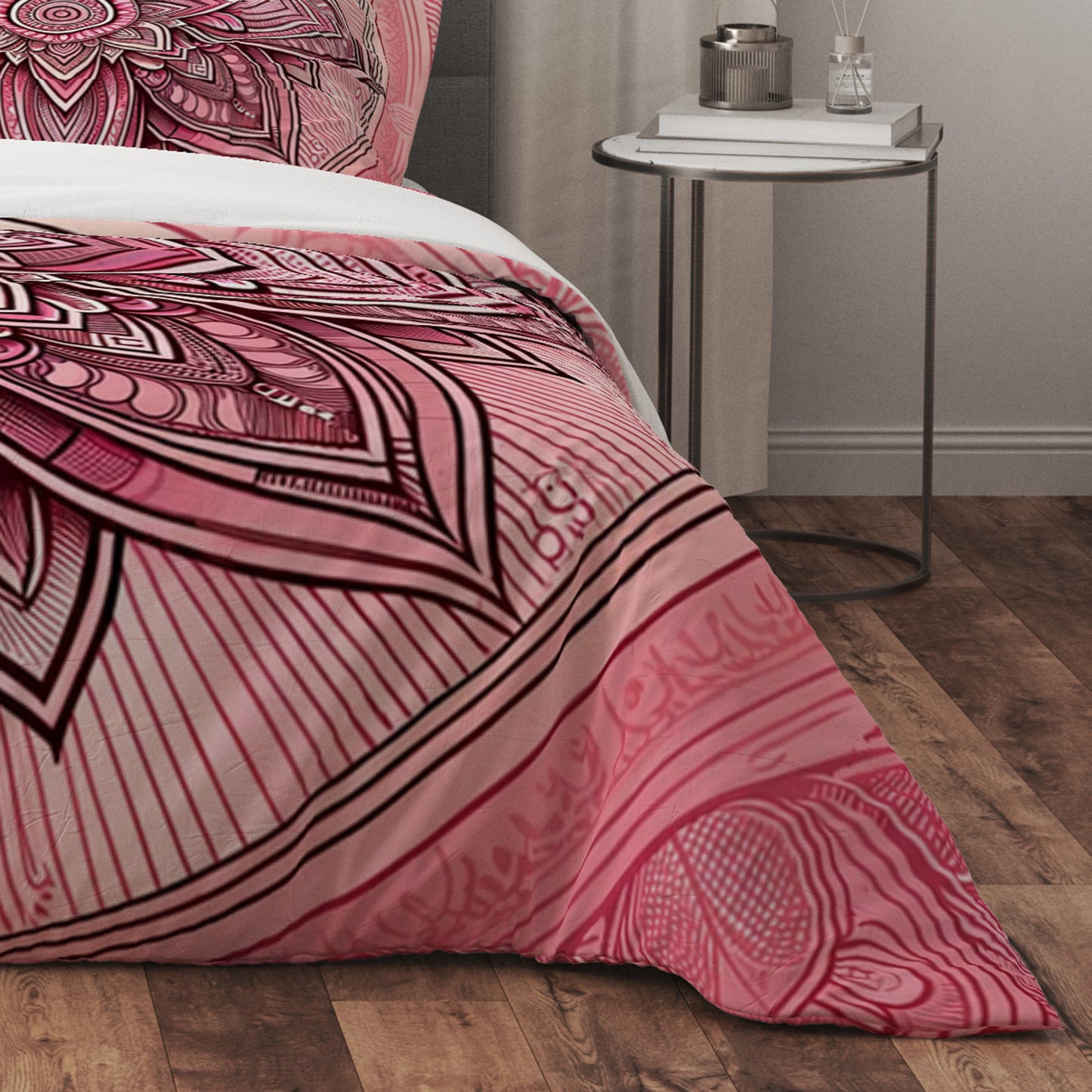 Bohemian Blushing Flesh Indian Mandala Reversible Quilt Cover Duvet Cover Set - Adore India