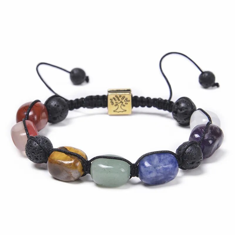 Bohemian 7 Chakra Stone Bead Yoga Meditation Bracelet - Adore India