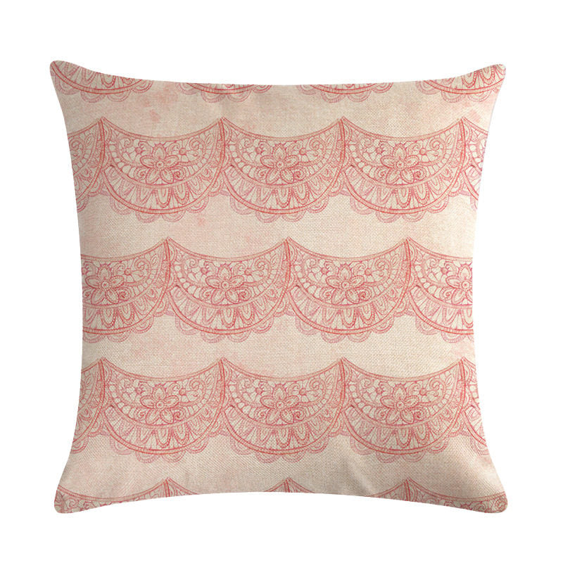 Pink Retro Floral Cushion Cover Cotton Linen Pillowcase - Adore India