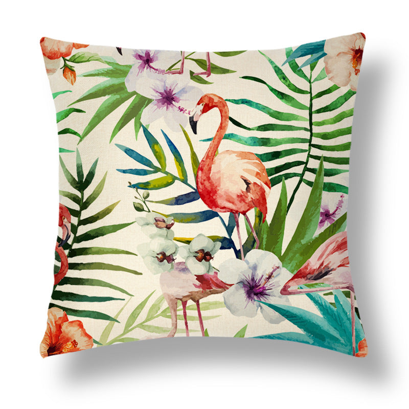 Tropical Colourful Linen Throw Pillow Case Cushion Cover - Adore India