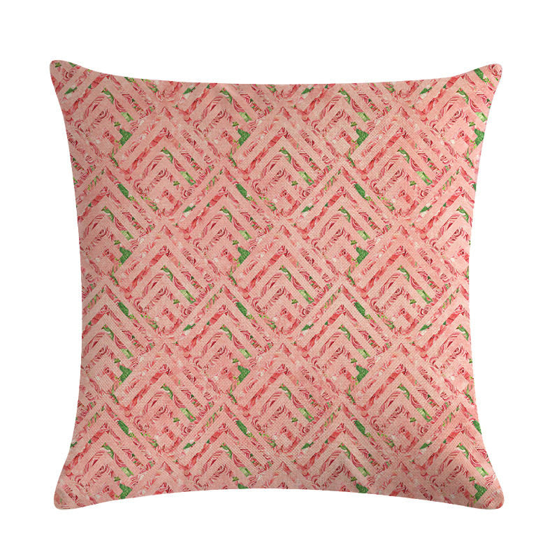 Pink Retro Floral Cushion Cover Cotton Linen Pillowcase - Adore India