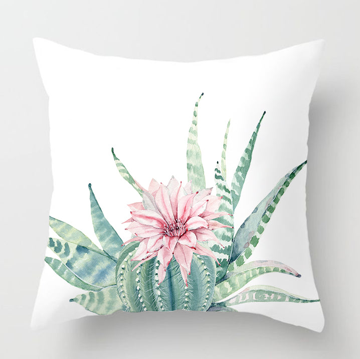 Watercolour Modern Flowers Green Cushion Cover - Adore India