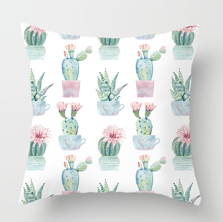 Watercolour Modern Flowers Green Cushion Cover - Adore India