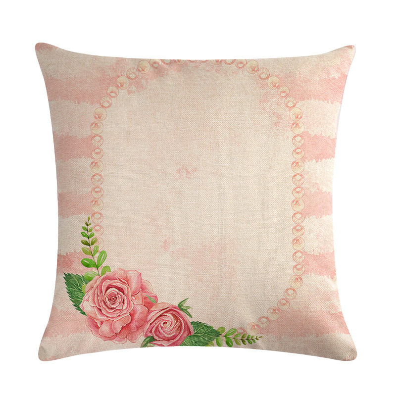 Pink Retro Floral Cushion Cover Cotton Linen Pillowcase - Adore India