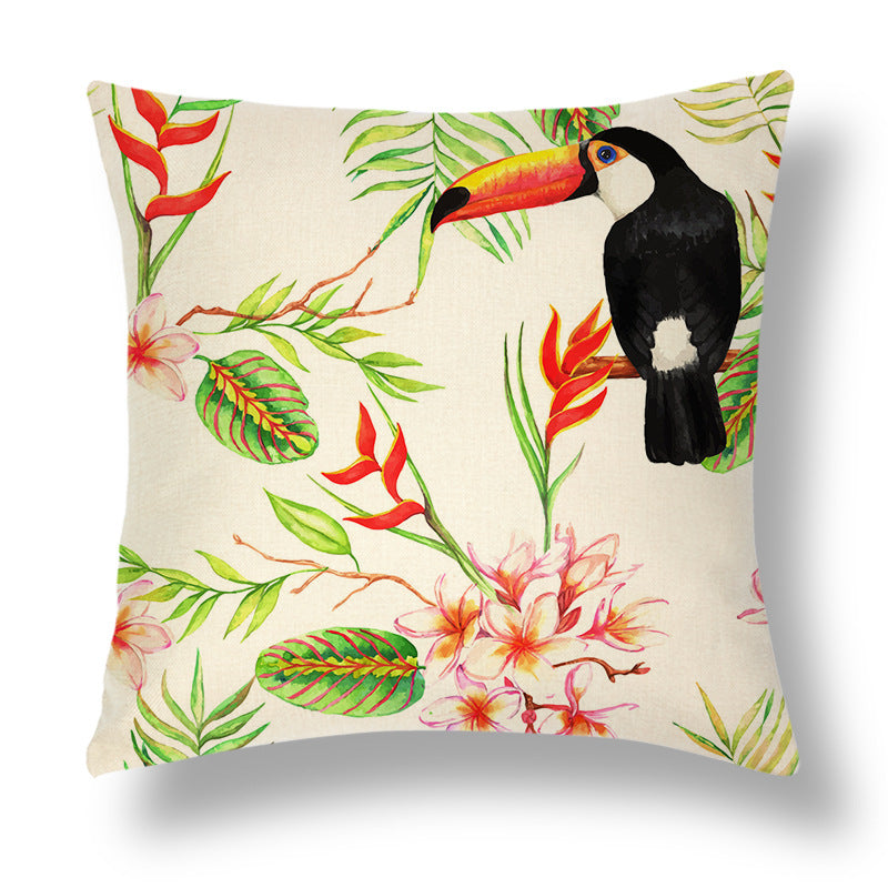 Tropical Colourful Linen Throw Pillow Case Cushion Cover - Adore India