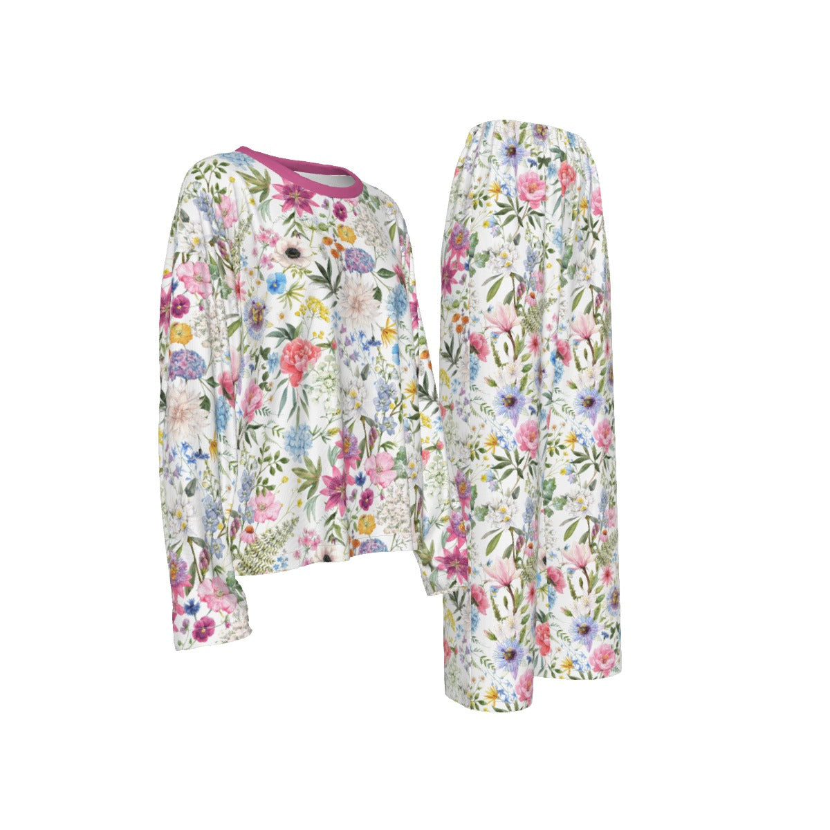 Bohemian Exotic Floral Women's Casual Long Sleeves Trouser Suit - Adore India