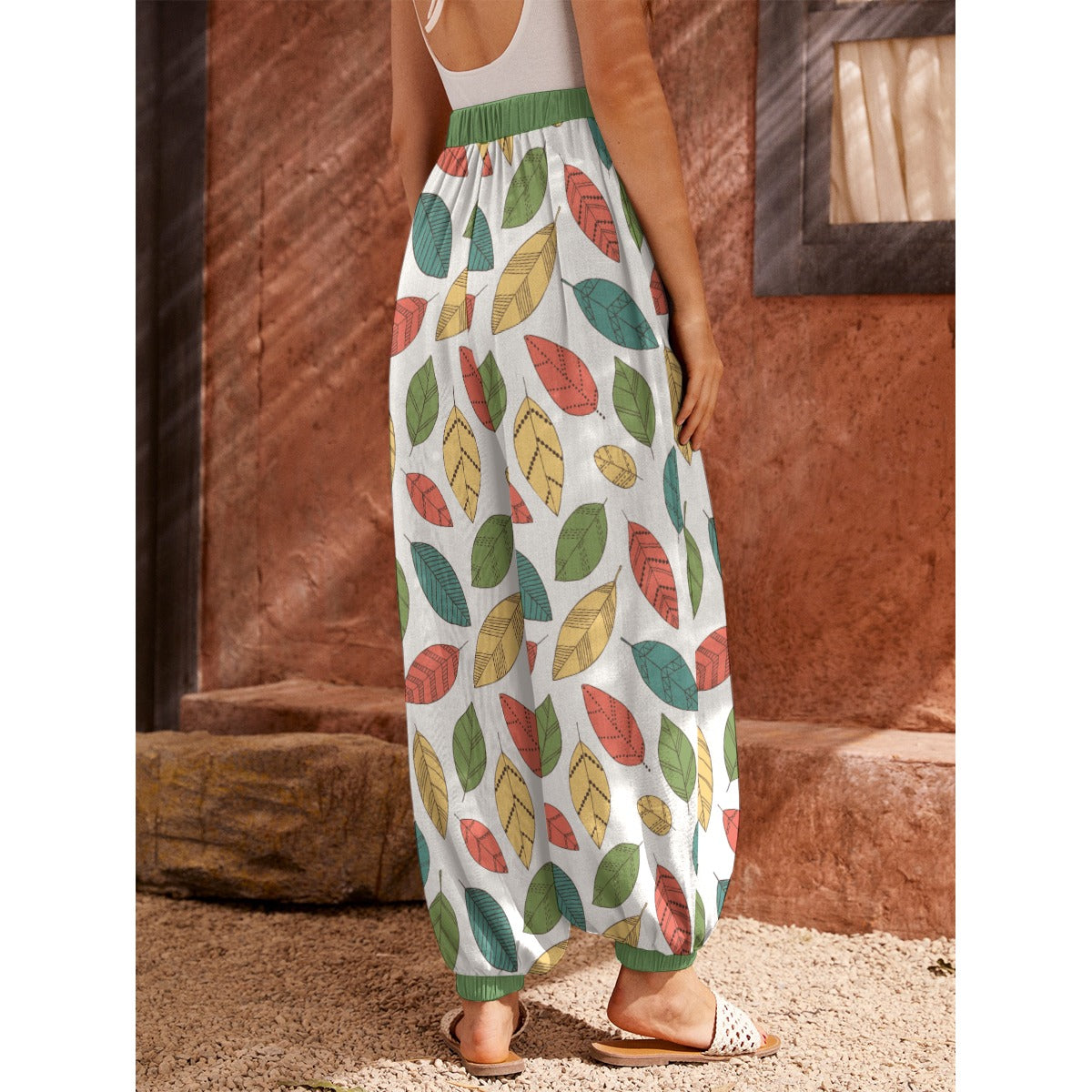 Bohemian Floral Leaf Printed Women's Harem Carrot Pants  - Adore India