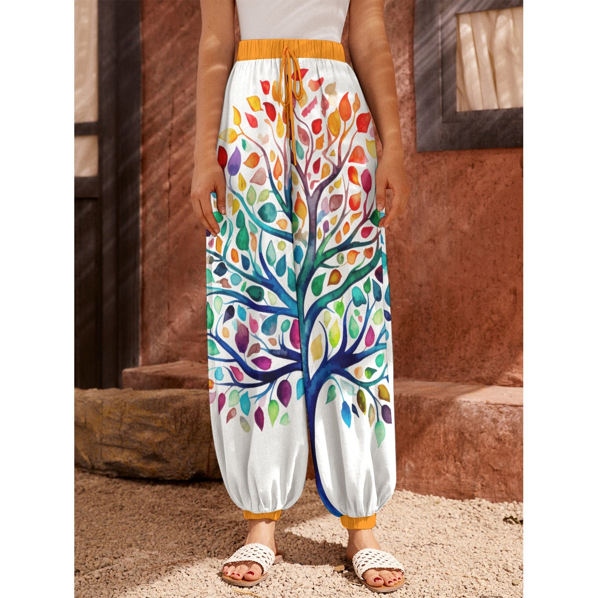 Bohemian Tree of Life Women's Harem Carrot Pants  - Adore India