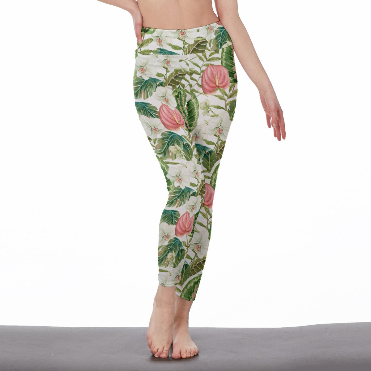 Bohemian Topical Flower Printed Women's High Waist Leggings - Adore India