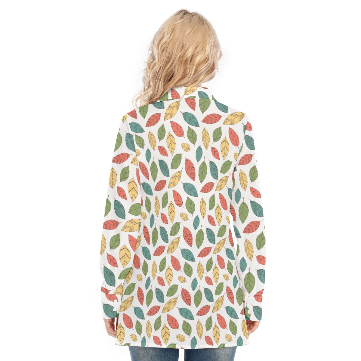 Bohemian Floral Leaf Women's Long Sleeve Shirt - Adore India