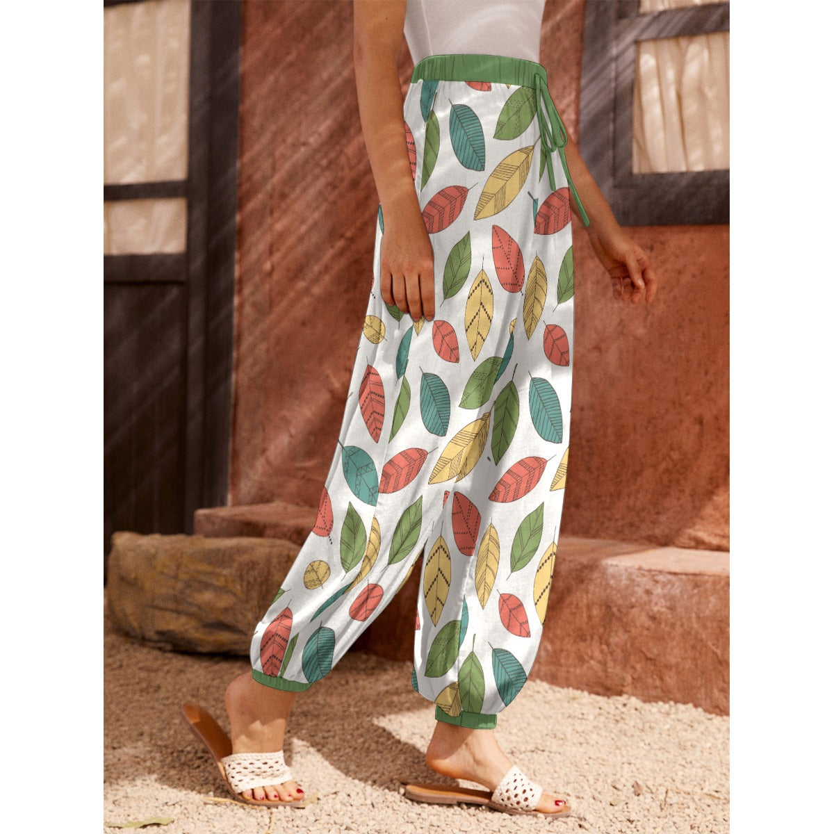 Bohemian Floral Leaf Printed Women's Harem Carrot Pants  - Adore India
