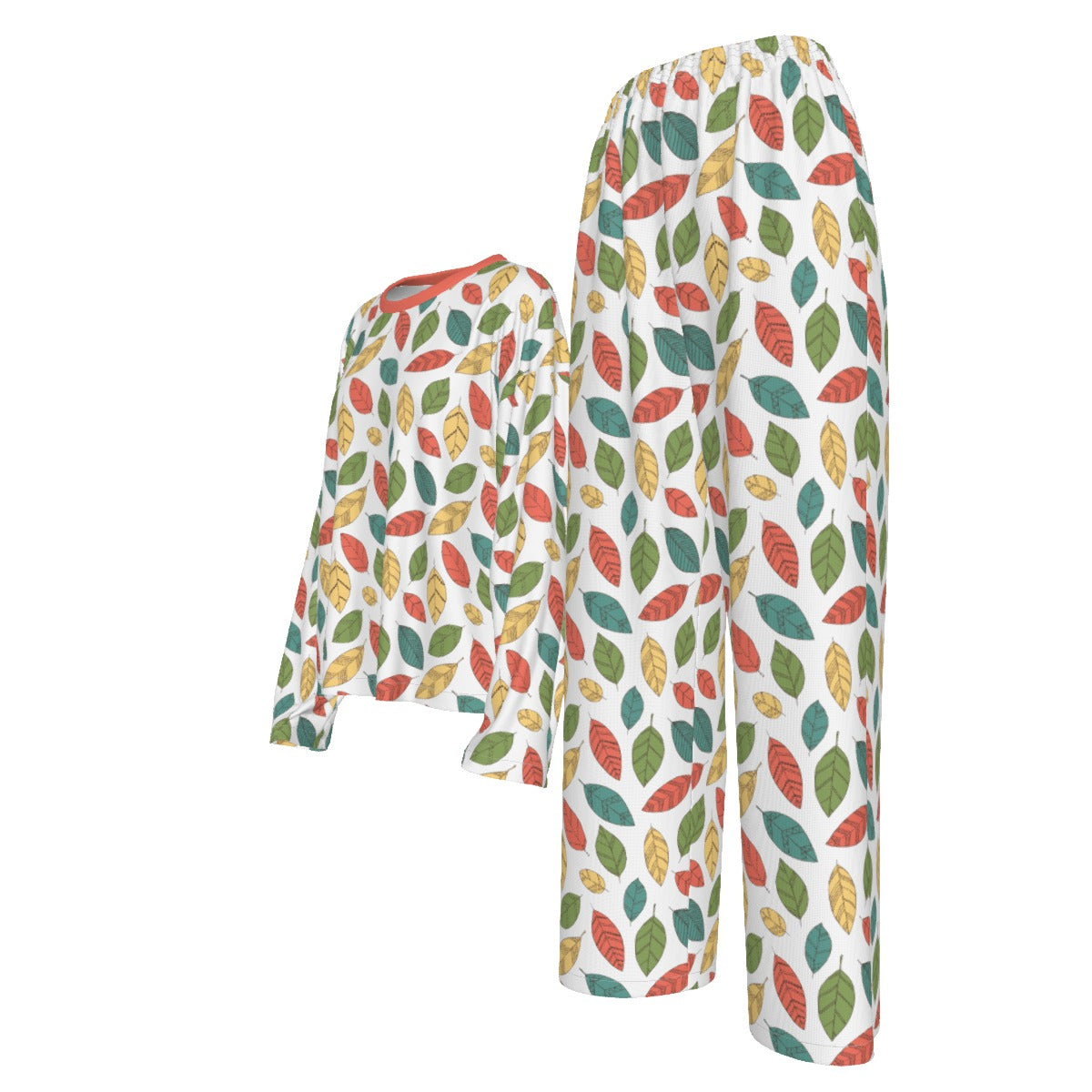 Bohemian Floral Leaf Women's Casual Long Sleeves Trouser Suit - Adore India