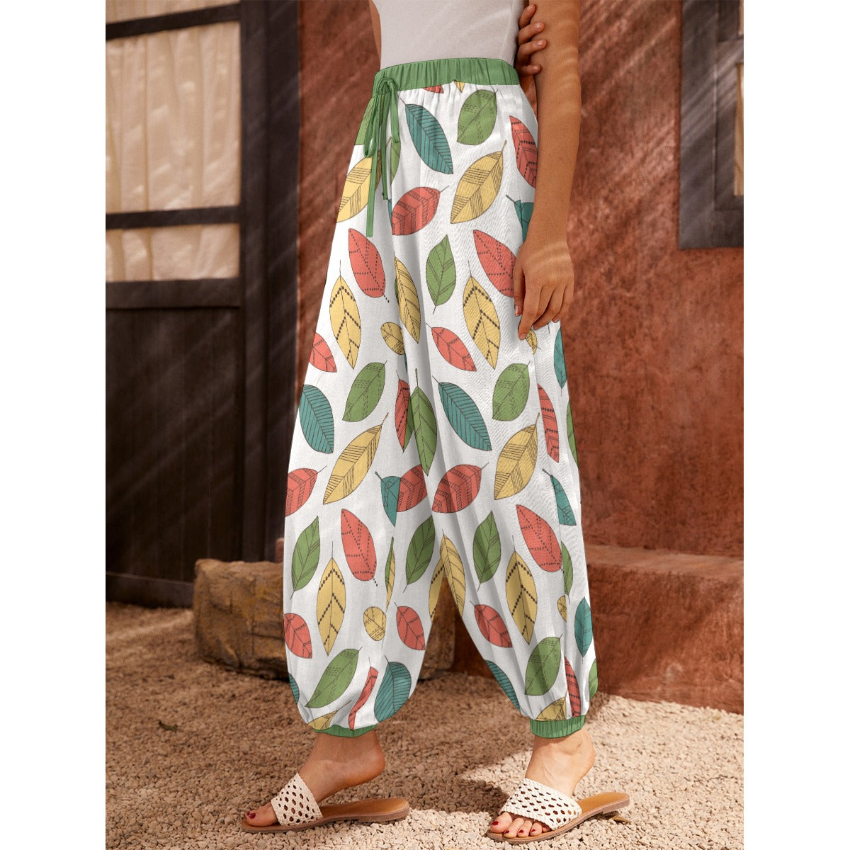 Bohemian Floral Leaf Printed Women's Harem Carrot Pants  - Adore India