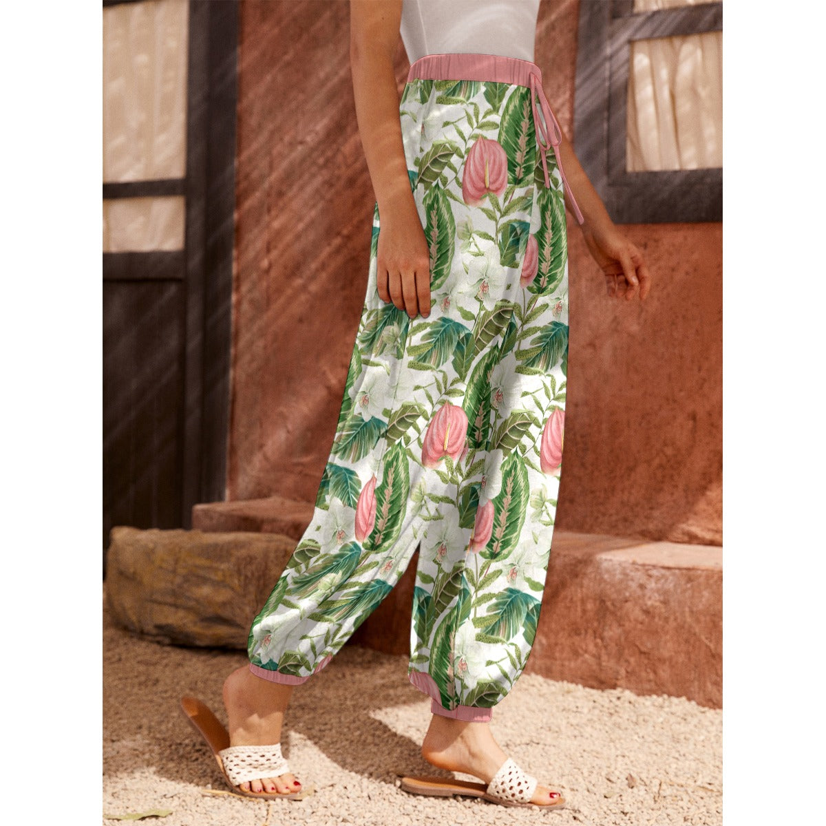 Bohemian Topical Floral Printed Women's Harem Carrot Pants  - Adore India