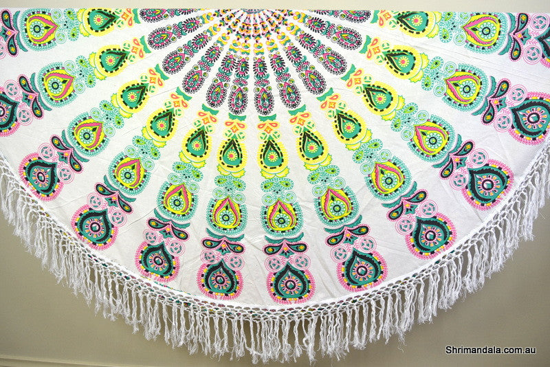 Harmony Mint Mandala Beach Round Throw - Adore India