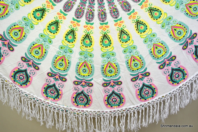 Harmony Mint Mandala Beach Round Throw - Adore India