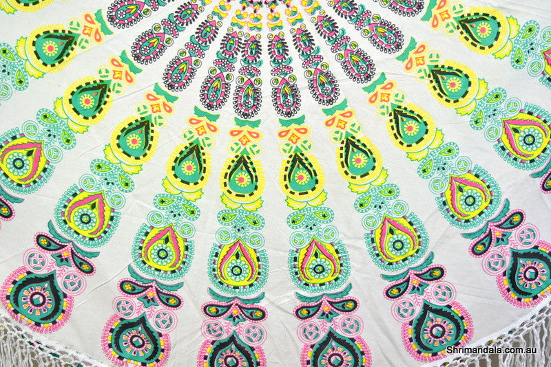 Harmony Mint Mandala Beach Round Throw - Adore India