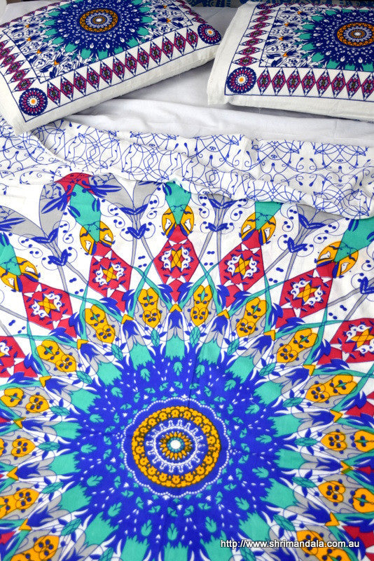 Wholesale Bulk Lot Universe Teal Mandala Throw- 3Pcs - Adore India
