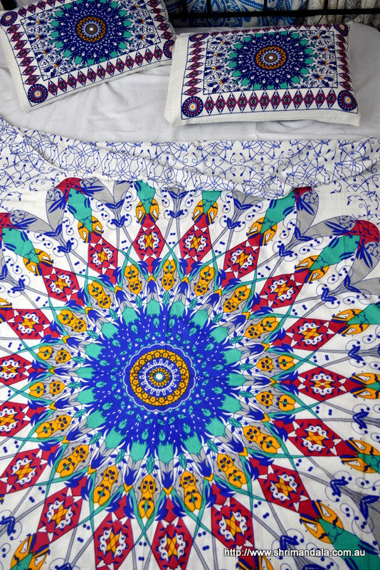 Wholesale Bulk Lot Universe Teal Mandala Throw- 3Pcs - Adore India