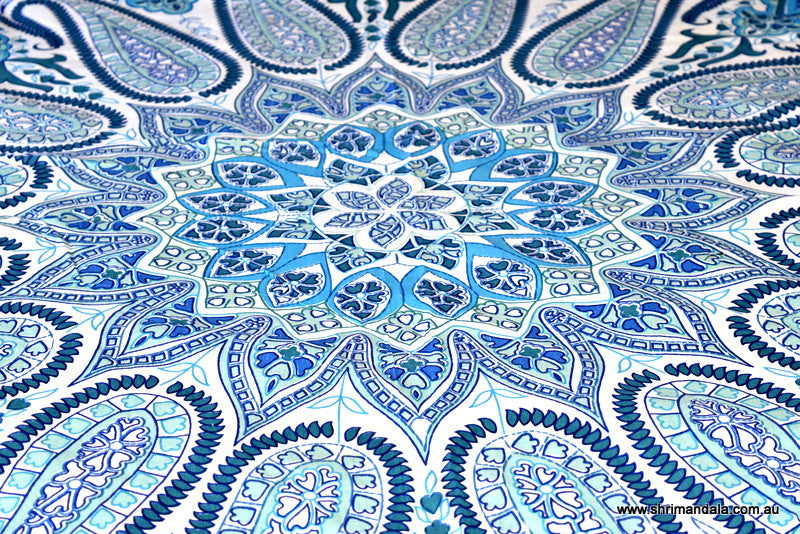 Bohemian Paisley Blue Mandala Duvet Set - Adore India