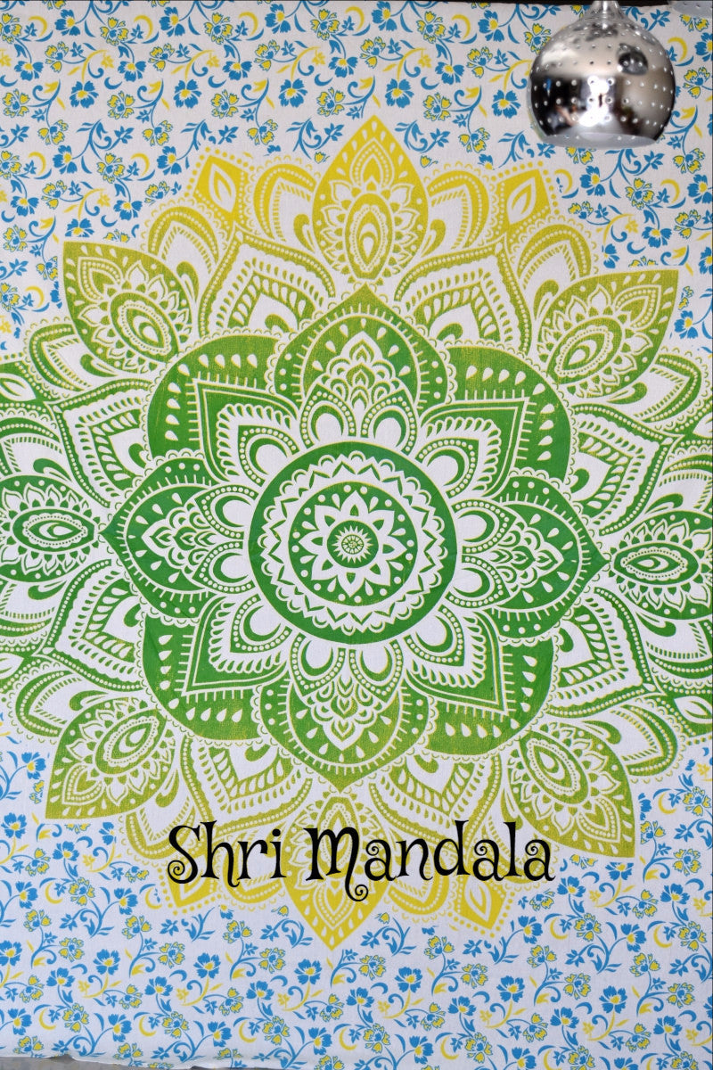 Passion Lime Blue Ombre Mandala Throw - Adore India