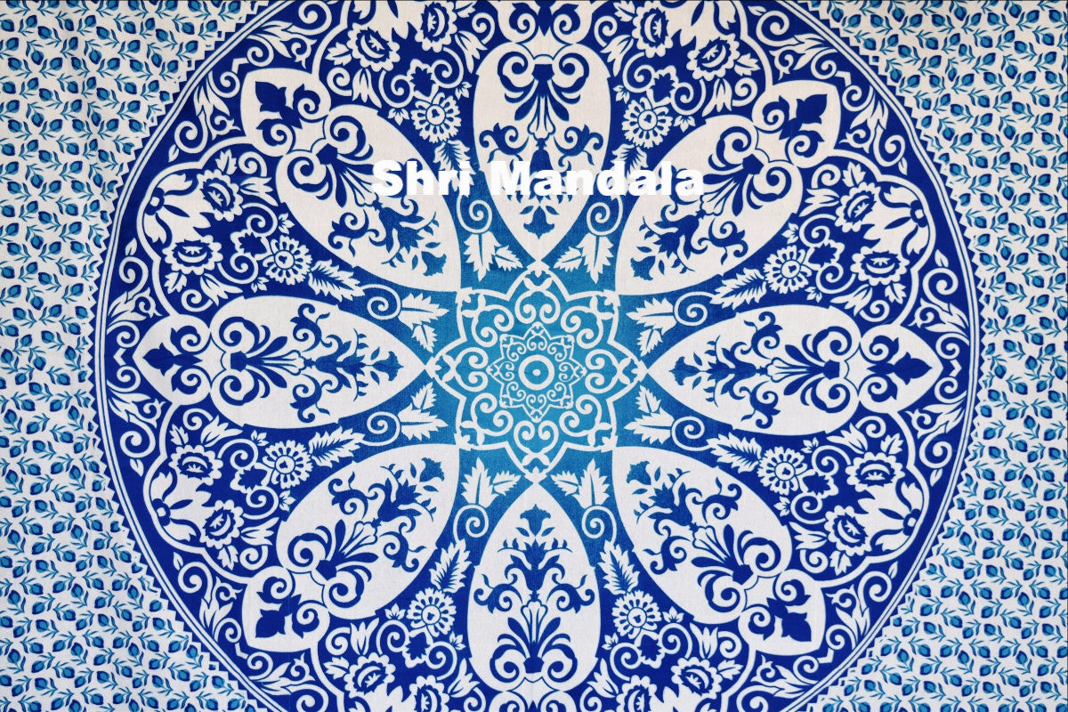 Wholesale Lot Brahma Blue Ombre  Mandala Throw- 3 Pcs - Adore India