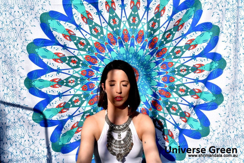 Wholesale Bulk Lot Universe Green Mandala Throw- 3Pcs - Adore India