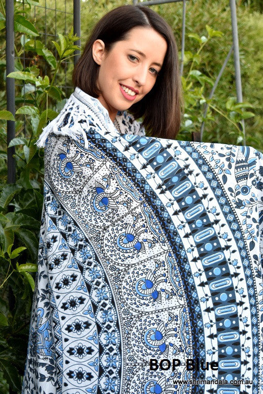 BOP Blue Mandala Beach Round Throw - Adore India