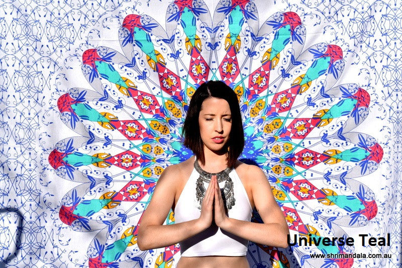 Universe Teal Mandala Throw - Adore India
