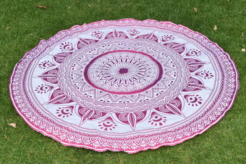Daisy Pink Ombre Mandala Beach Round Throw - Adore India