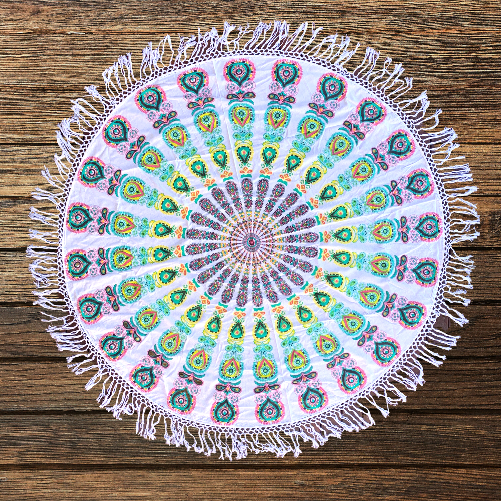 Harmony Mint Mandala Beach Round Throw - Adore India