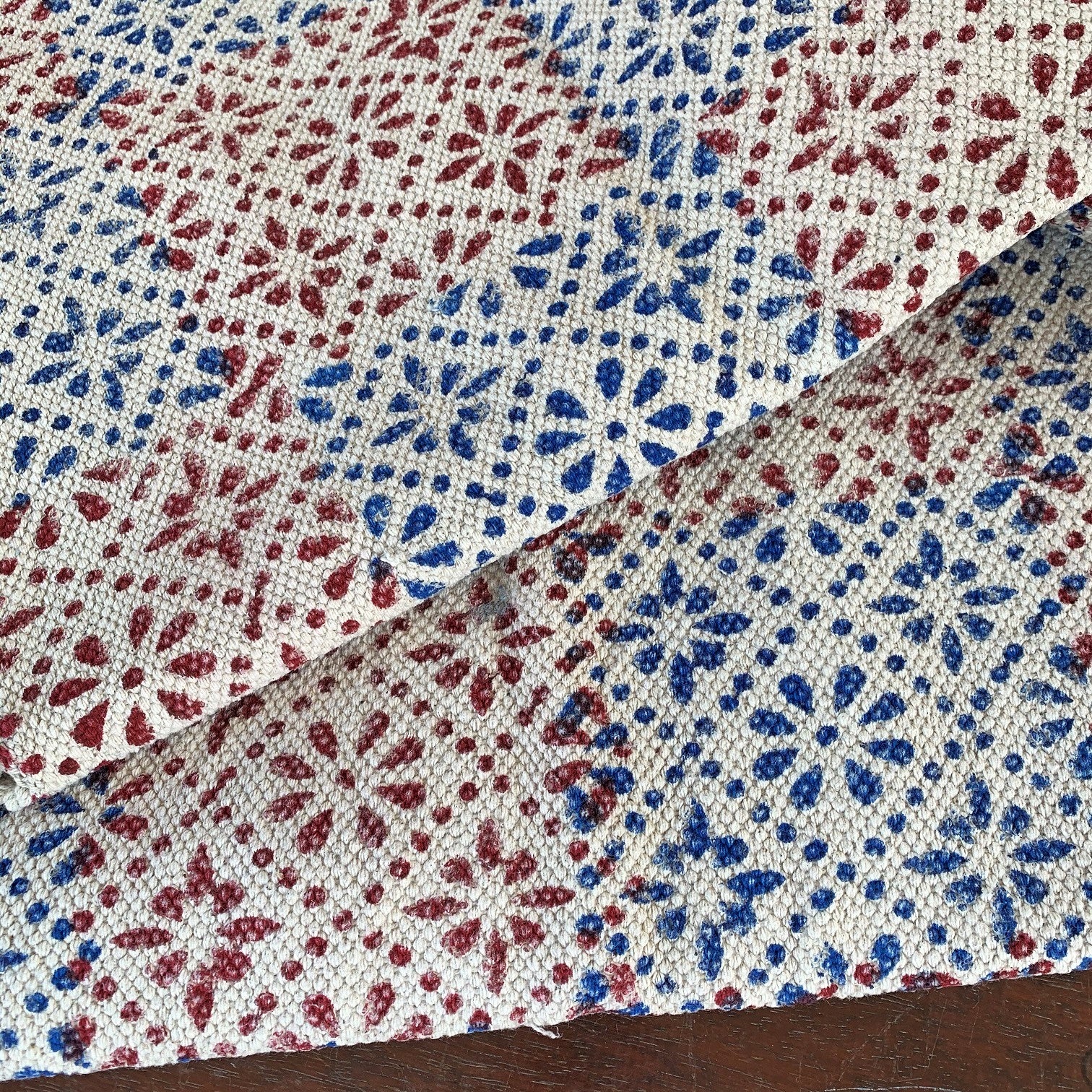 Handmade Beautiful Floral Block Print Cotton Dari Carpet - Adore India