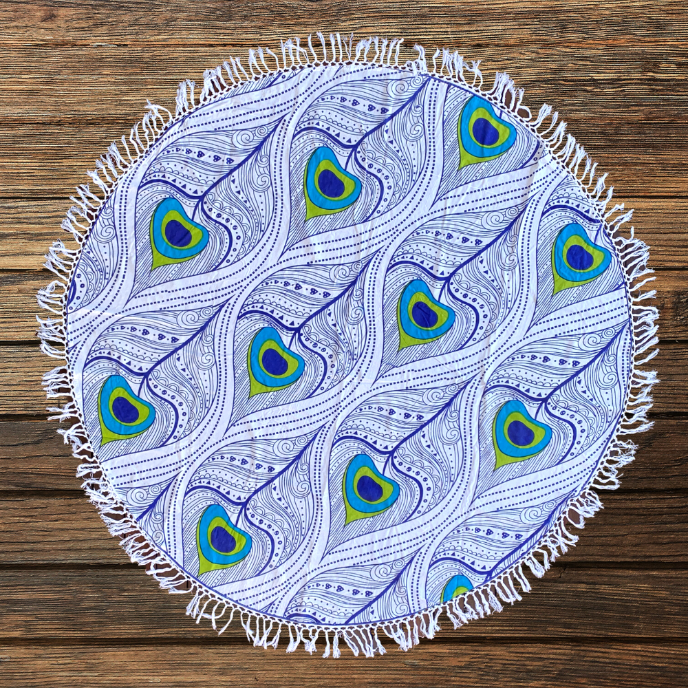 Peacock Mandala Beach Round Throw - Adore India
