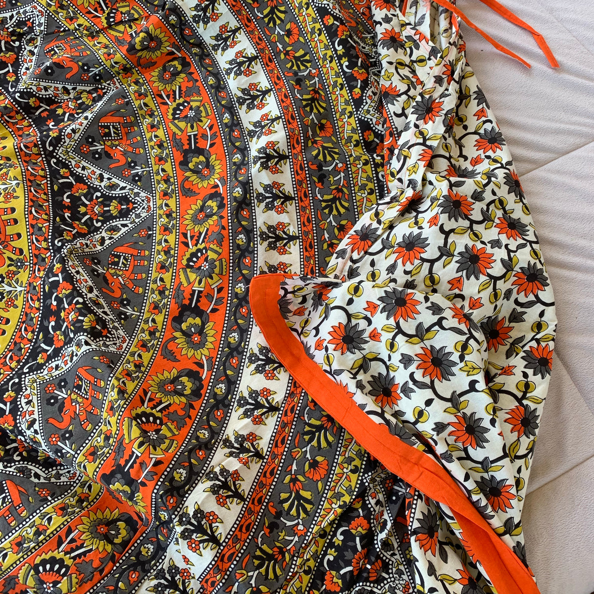 Vibrant Good Luck Orange Mandala Quilt Cover Set - Adore India